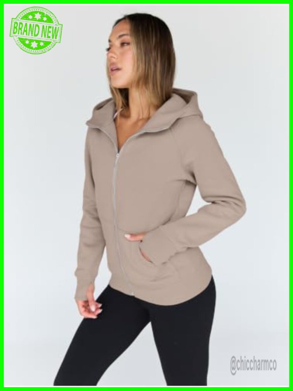 Women's Zip Up Hoodie Fleece Jacket Fall Winter Full Zip Cotton Blend - Picture 2 of 5
